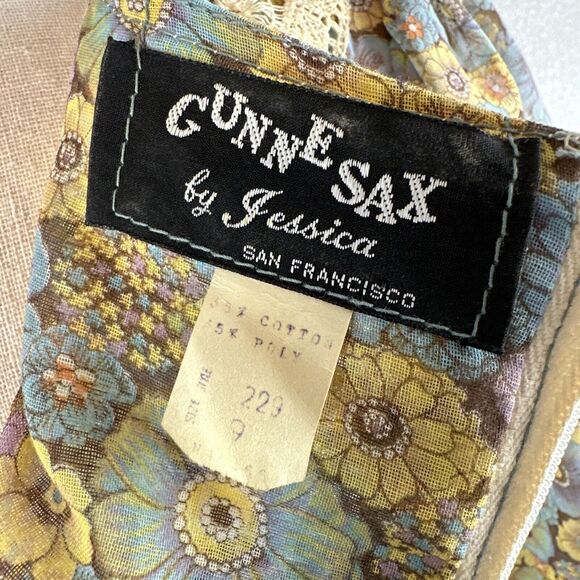 Gunne Sax Black Label Vintage Floral Cottage Prairie Dress Size 9 S Long Sleeve - Picture 11 of 11